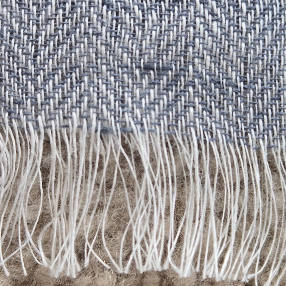 NWOT McNutt Linen Herringbone Scarf Grey Blue - Picture 4 of 10